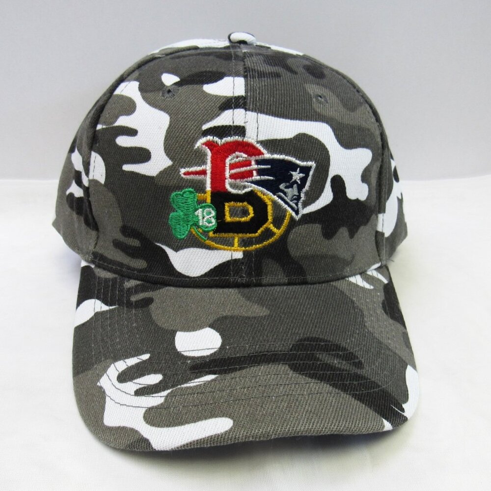 Boston 4 Team NE Patriots Red Sox Bruins Celtics Camouflage Baseball Hat Cap